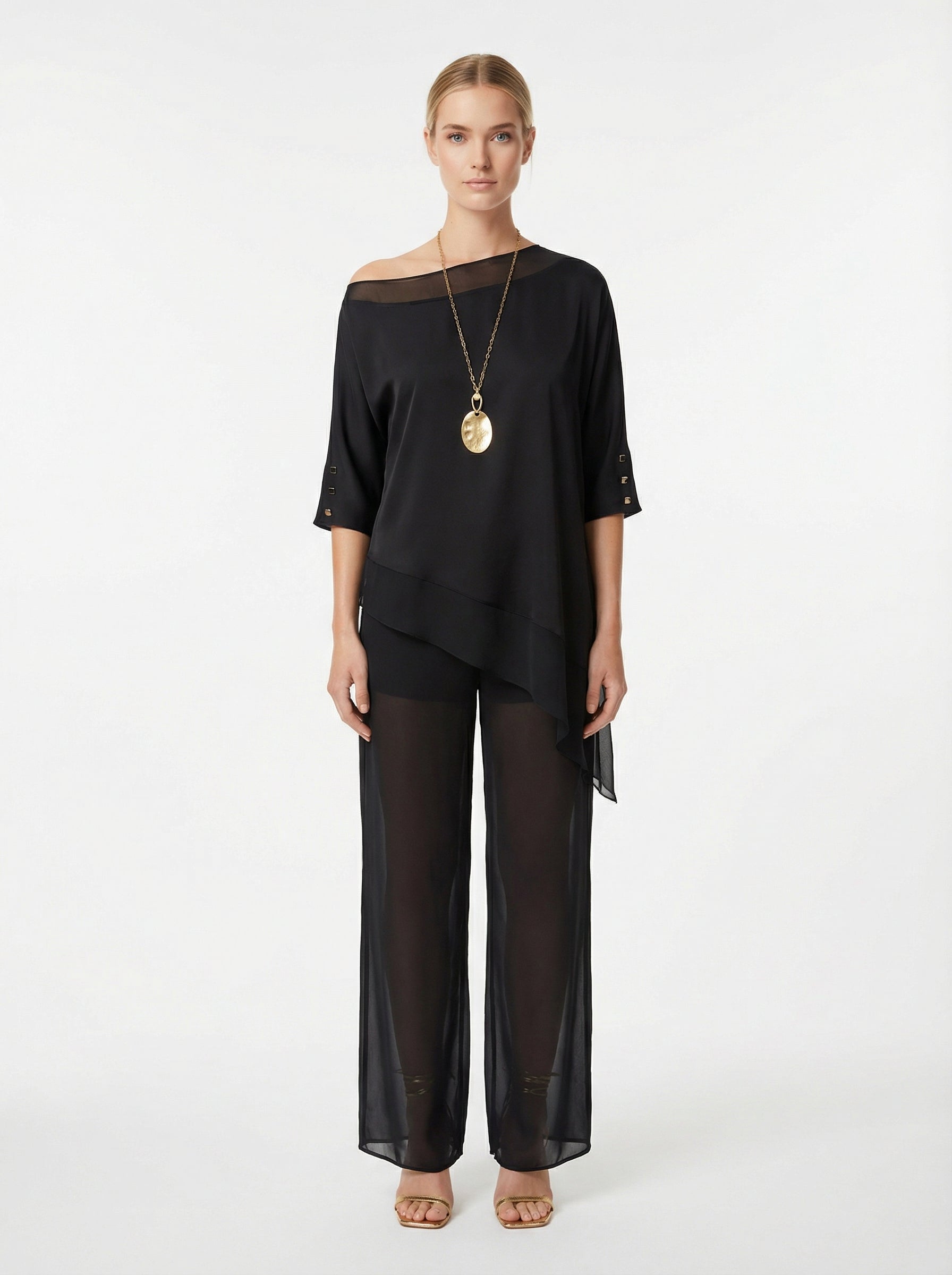 Off One Shoulder Flowy Satin Top