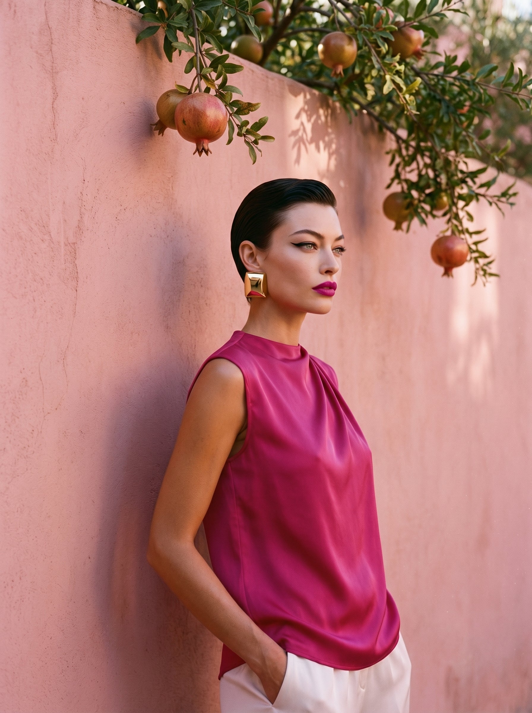 Satin Top With Elegant Shoulder Draping