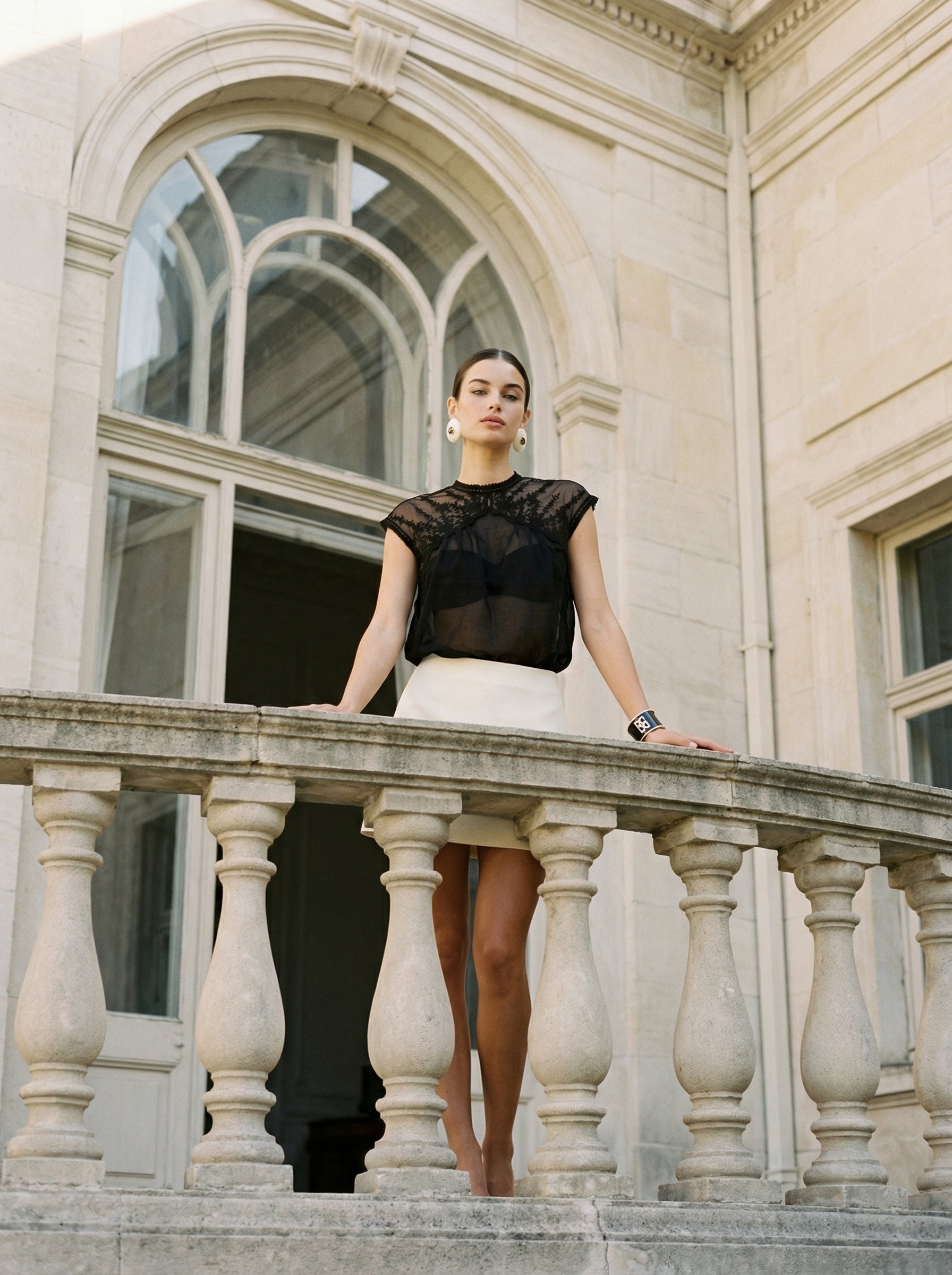 Sheer Embroidered Lace Blouse
