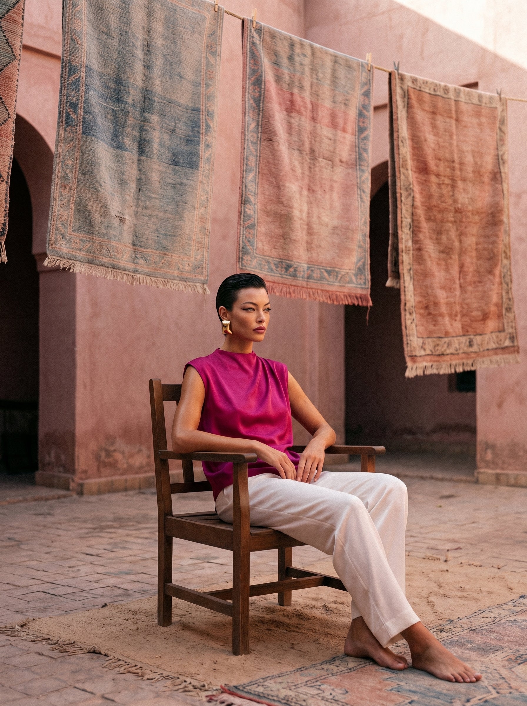 Satin Top With Elegant Shoulder Draping