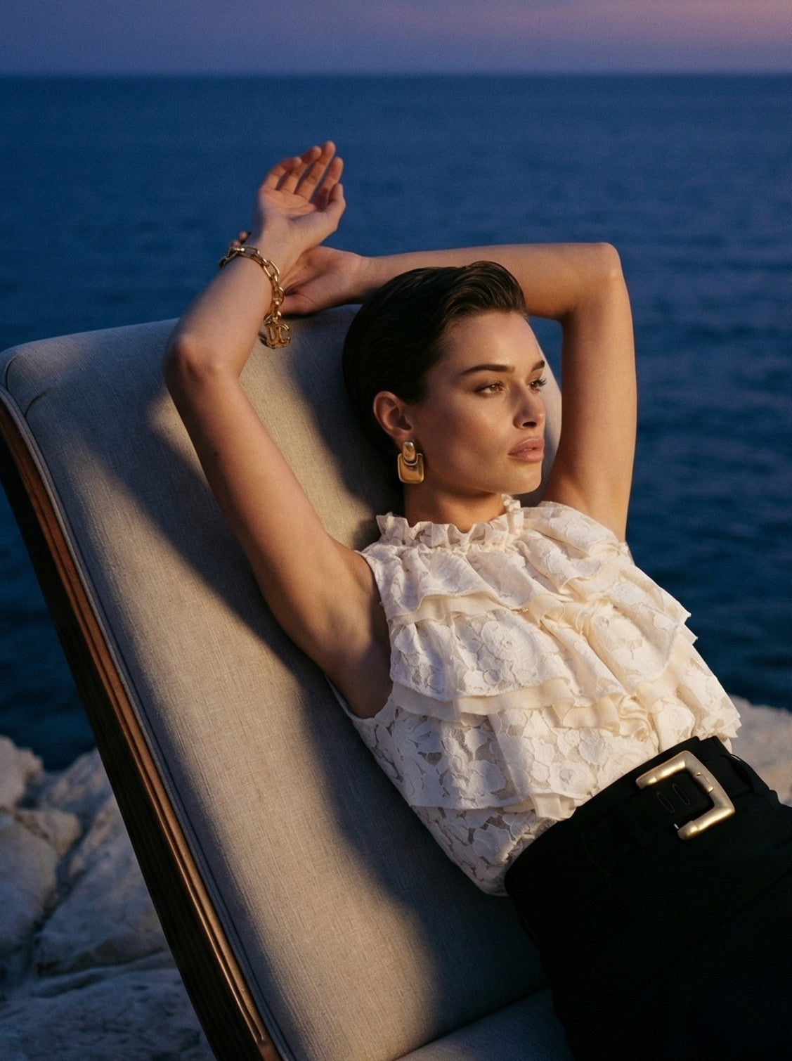 Ivory Ruffled Lace Top