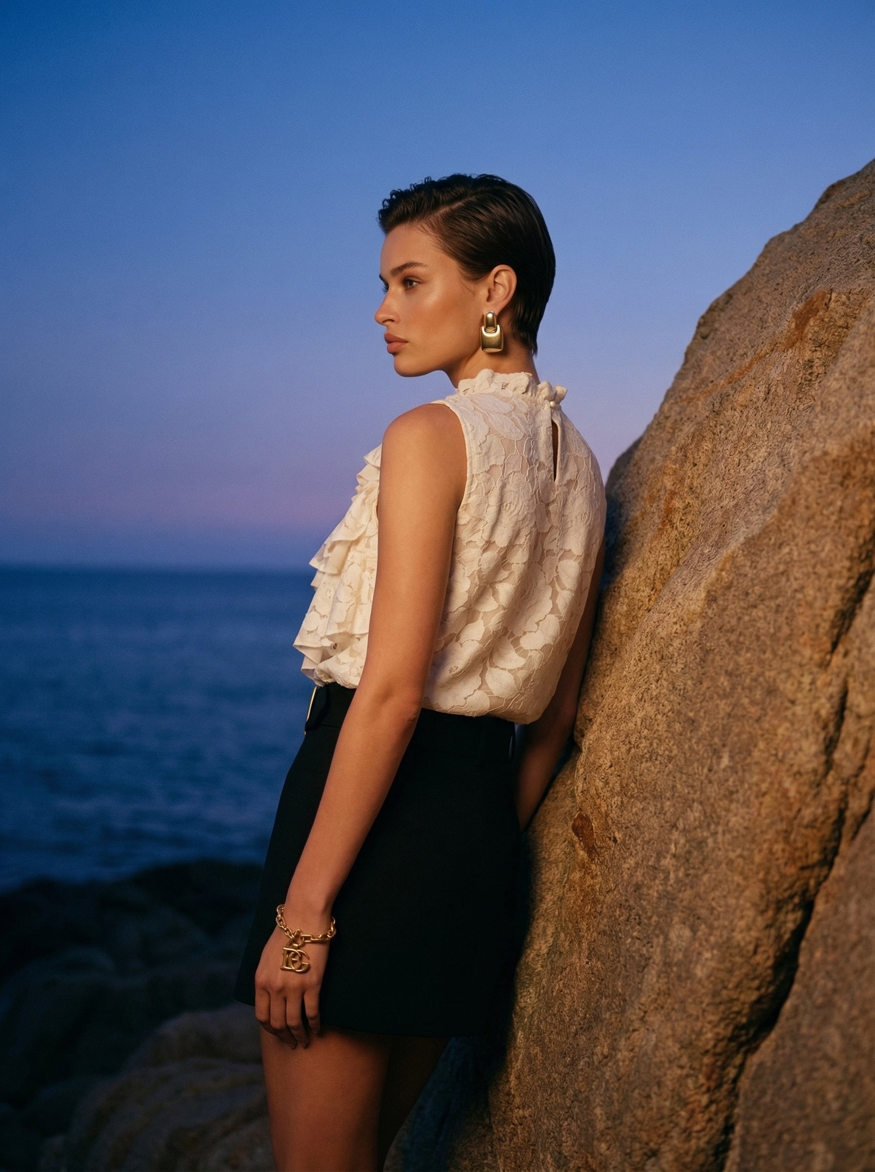 Ivory Ruffled Lace Top