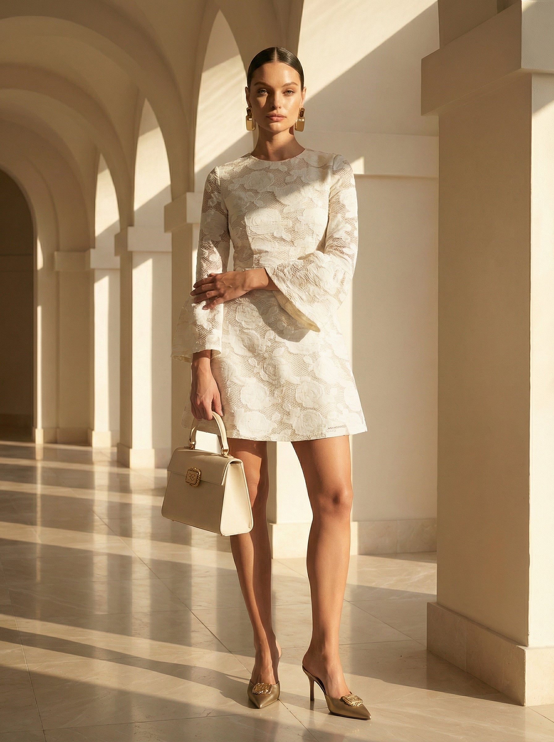 Metallic Thread A-Line Mini Dress