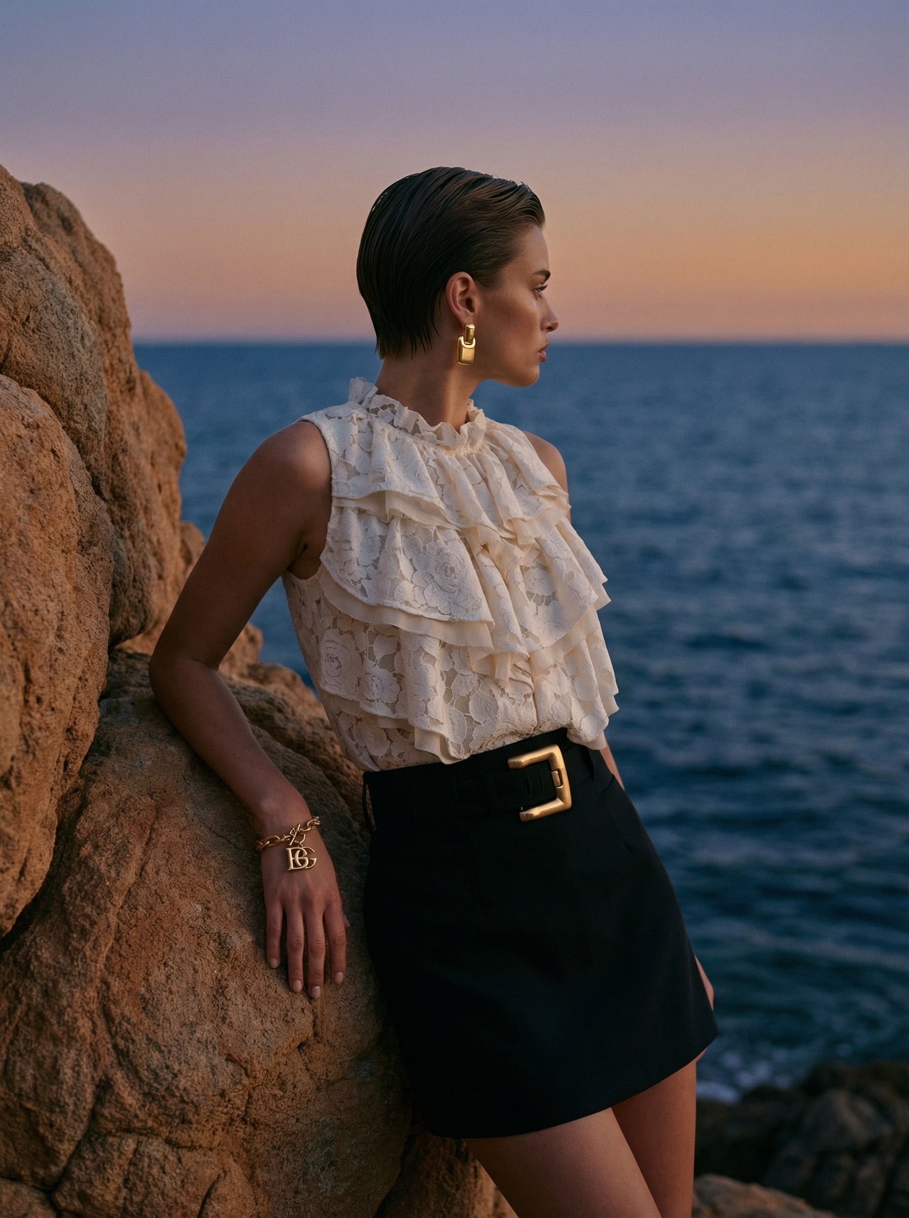 Ivory Ruffled Lace Top