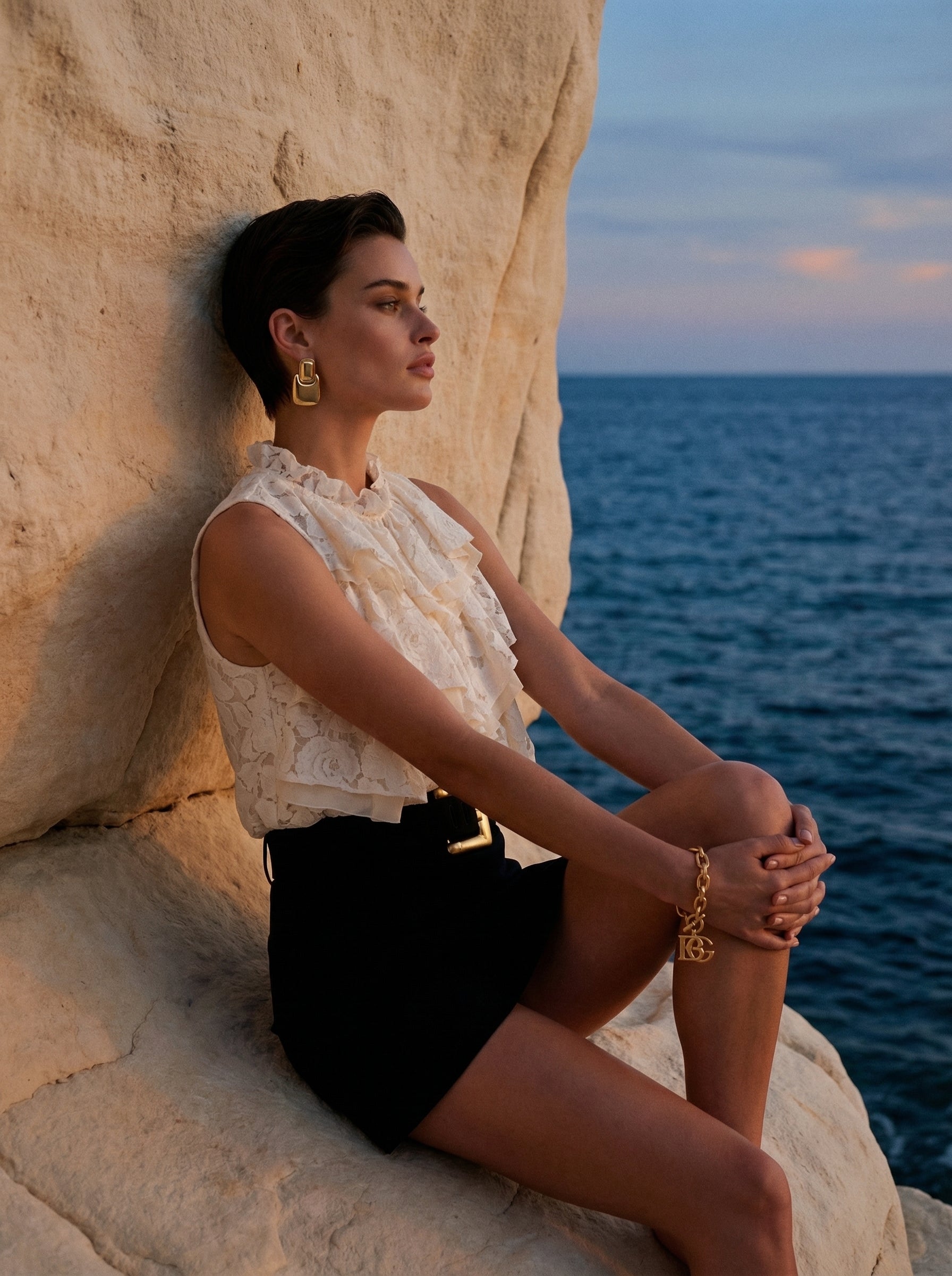 Ivory Ruffled Lace Top