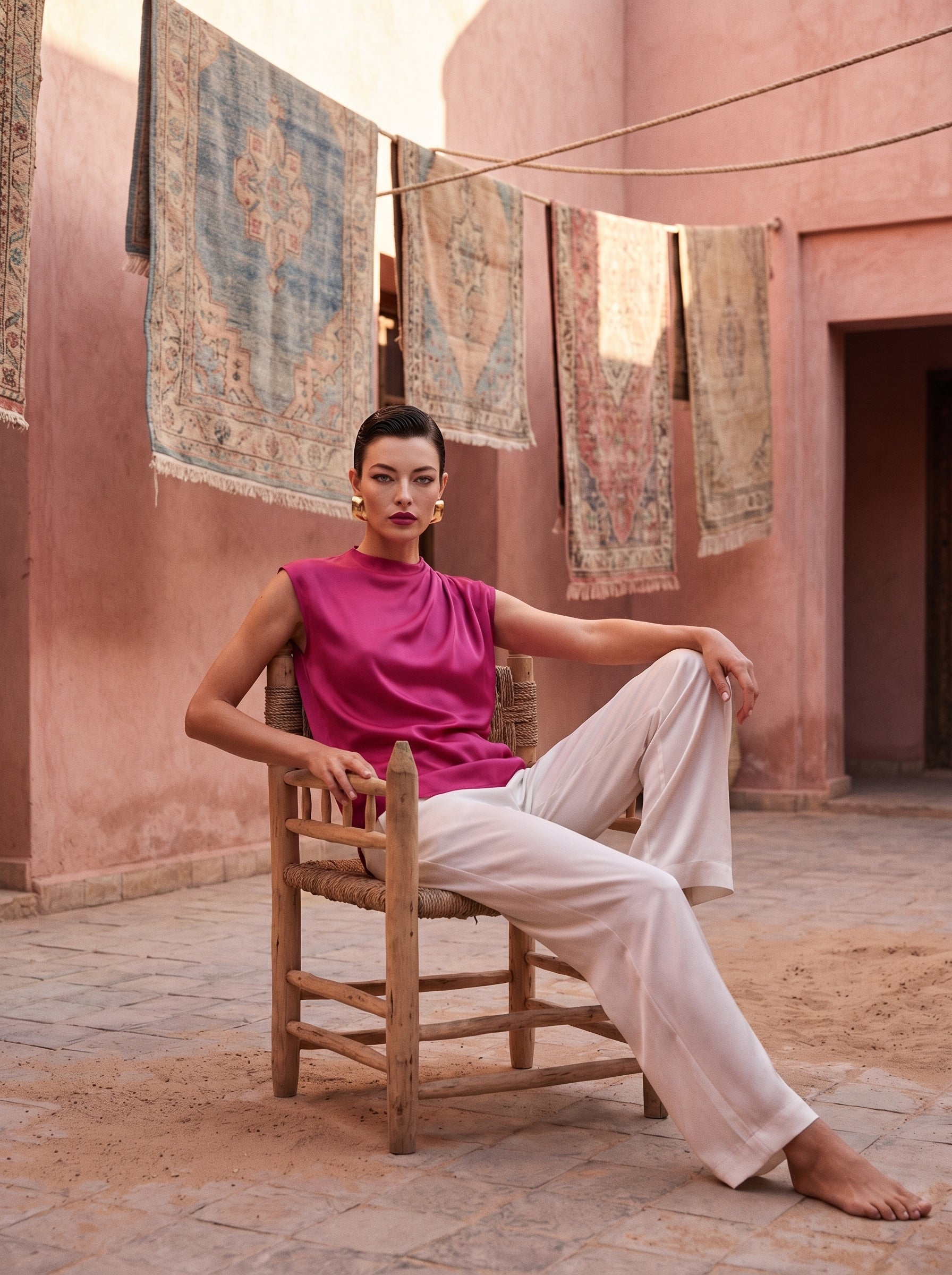 Satin Top With Elegant Shoulder Draping