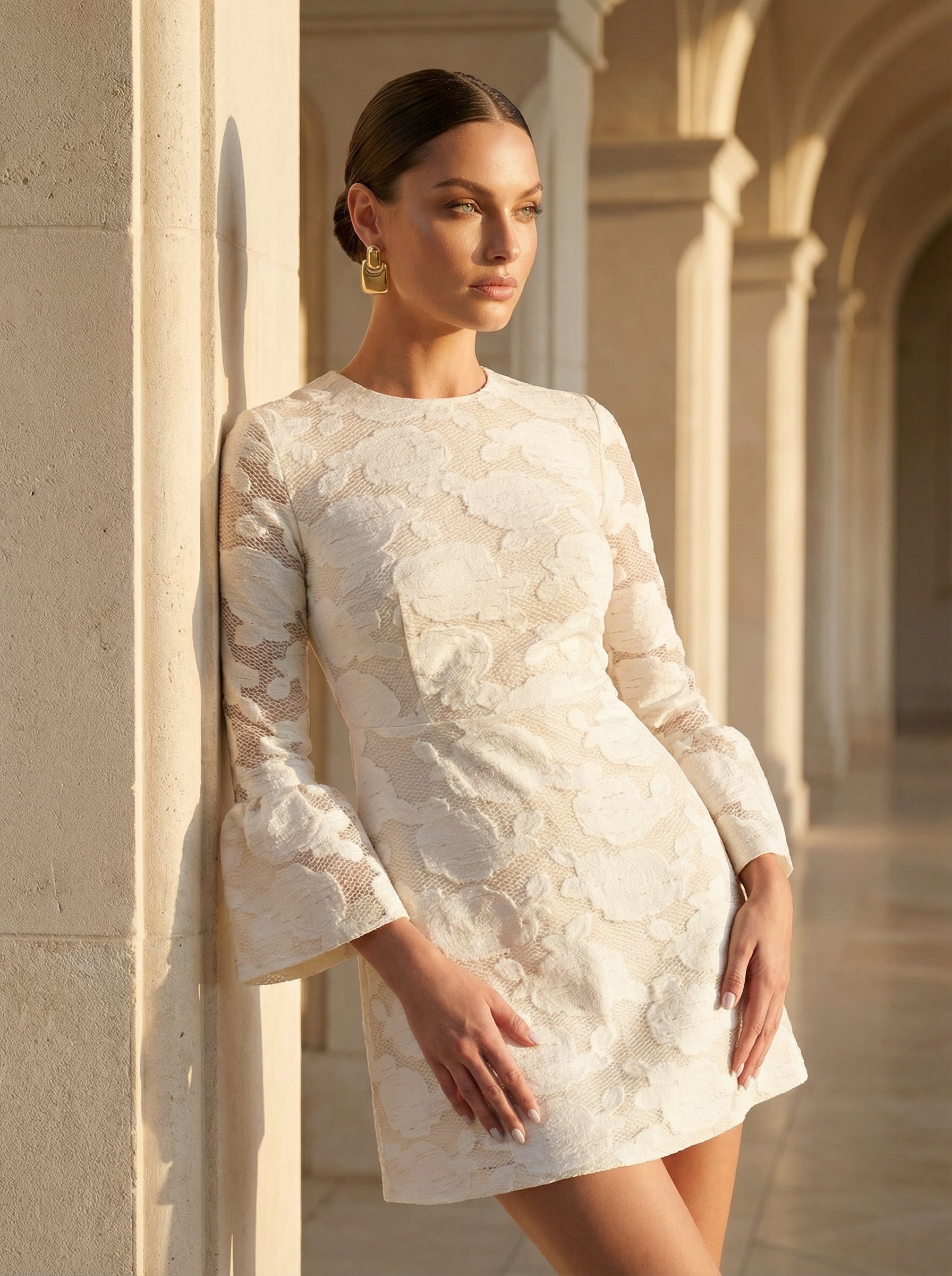Metallic Thread A-Line Mini Dress