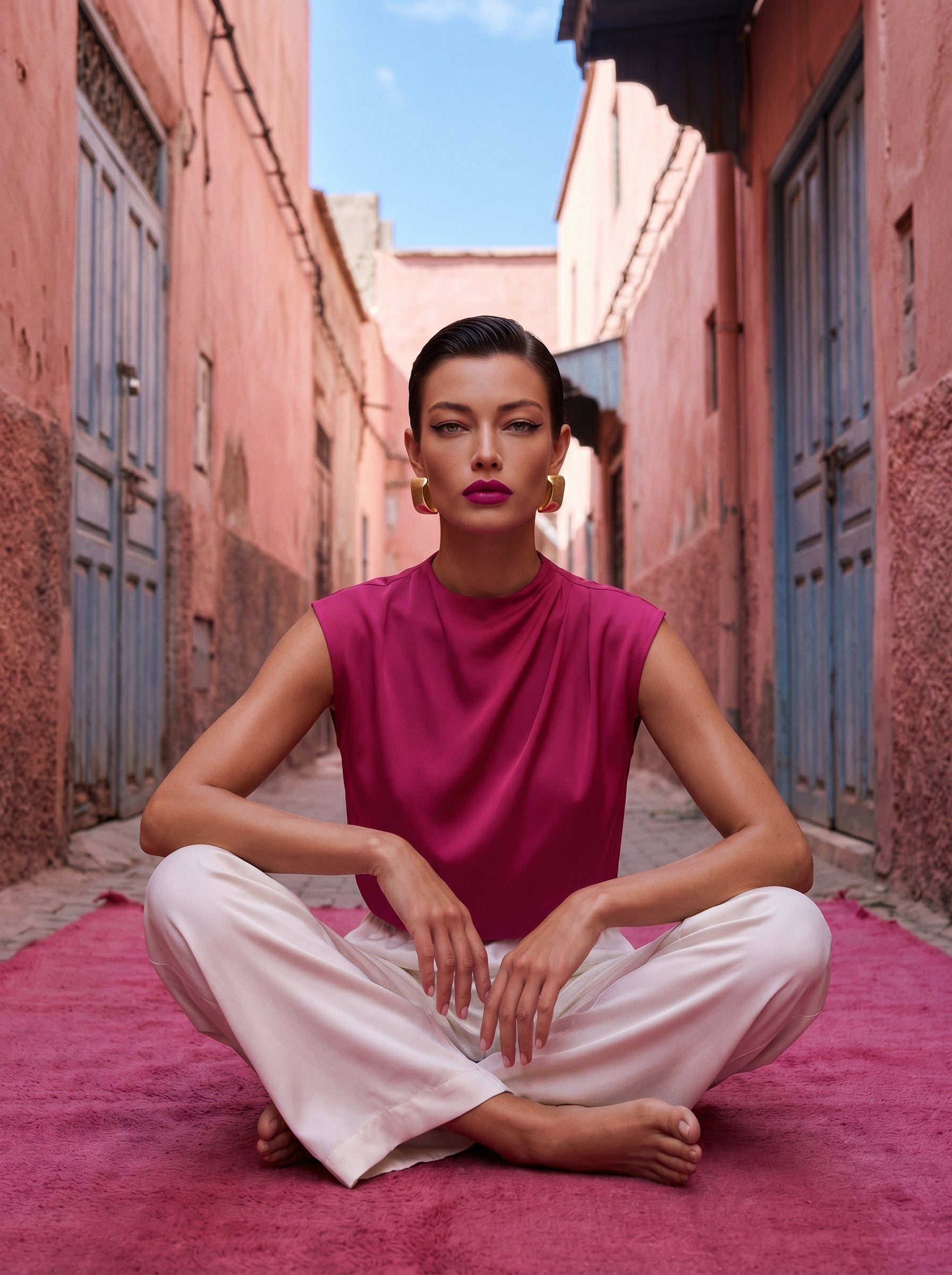 Satin Top With Elegant Shoulder Draping