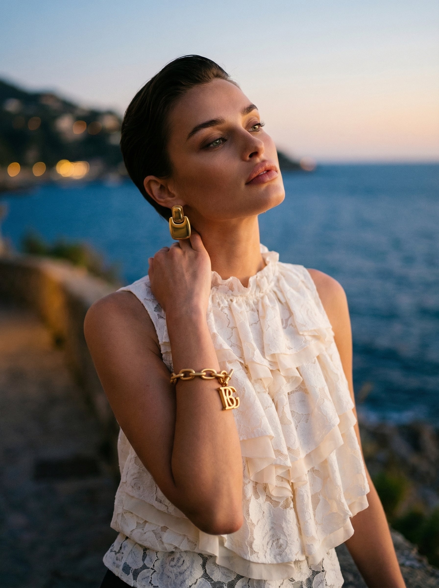 Ivory Ruffled Lace Top