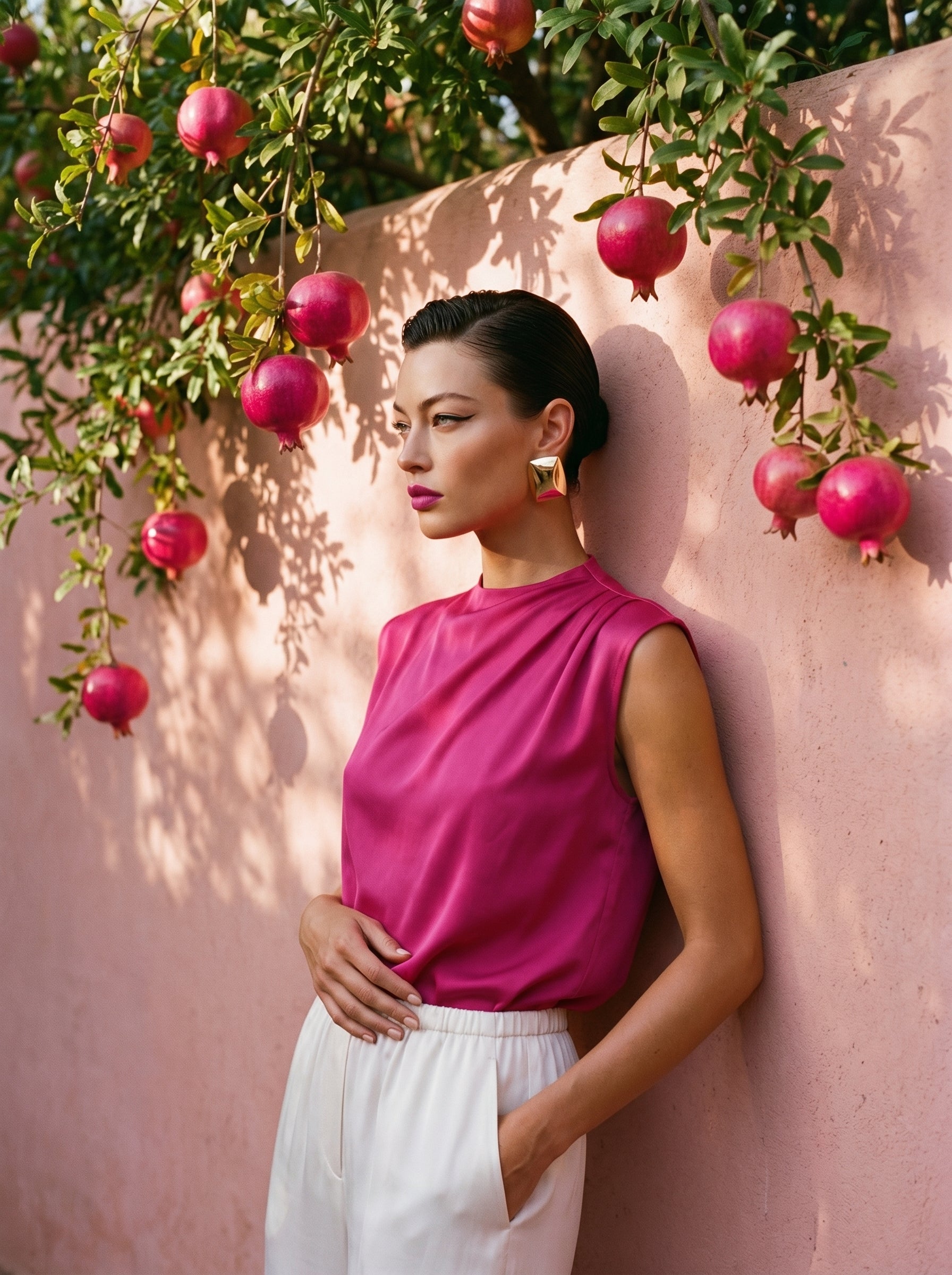Satin Top With Elegant Shoulder Draping
