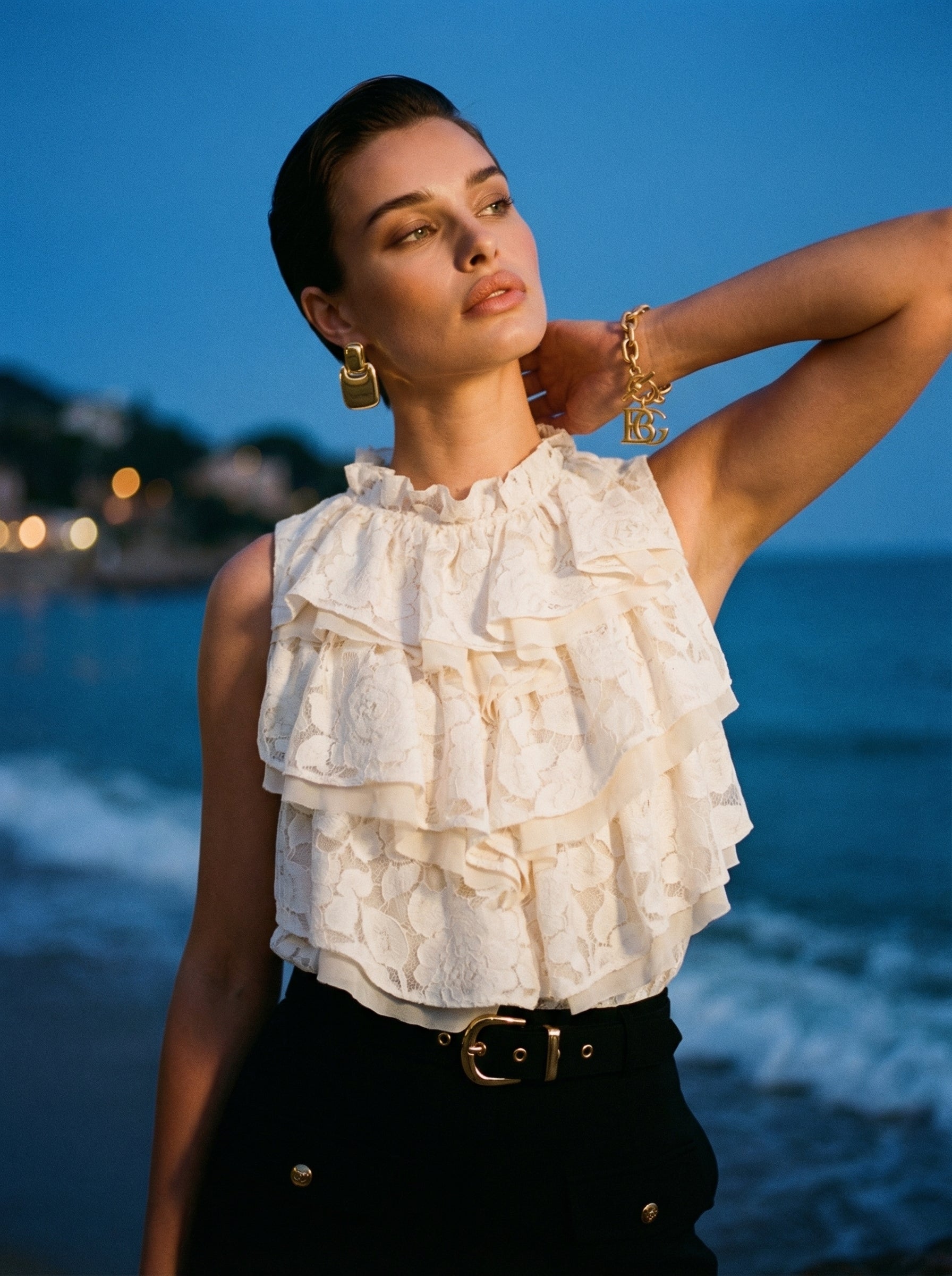 Ivory Ruffled Lace Top
