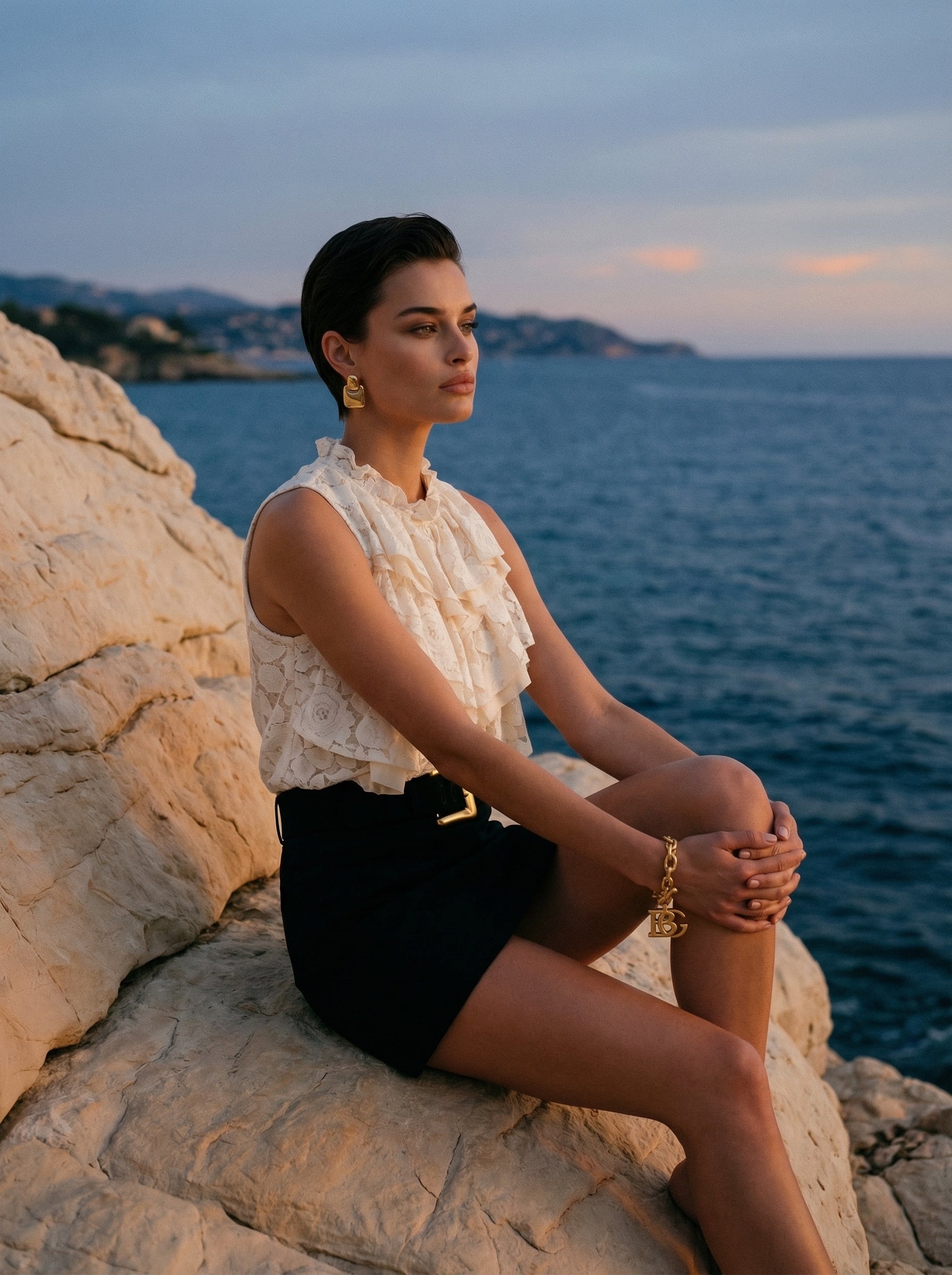Ivory Ruffled Lace Top