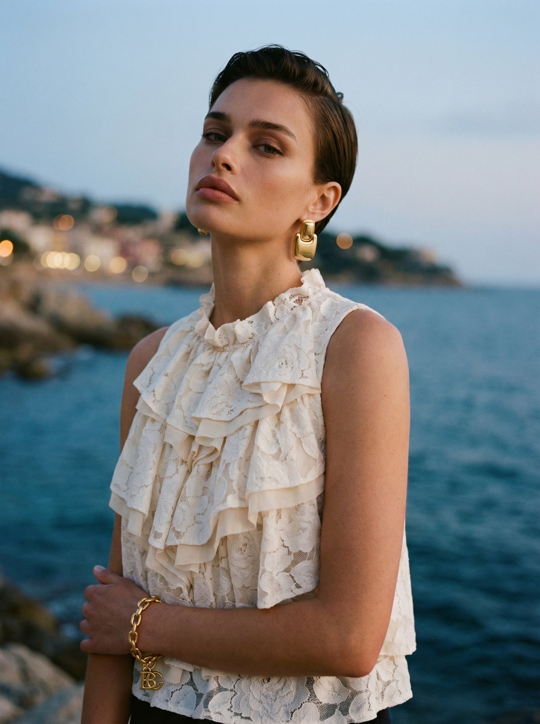 Ivory Ruffled Lace Top