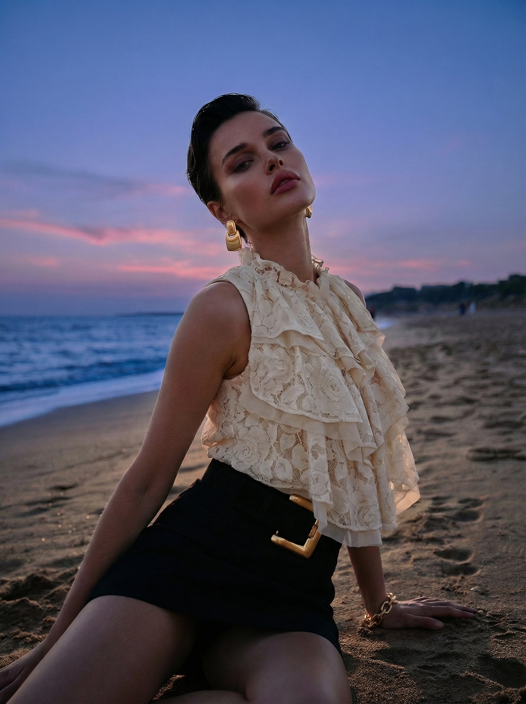 Ivory Ruffled Lace Top
