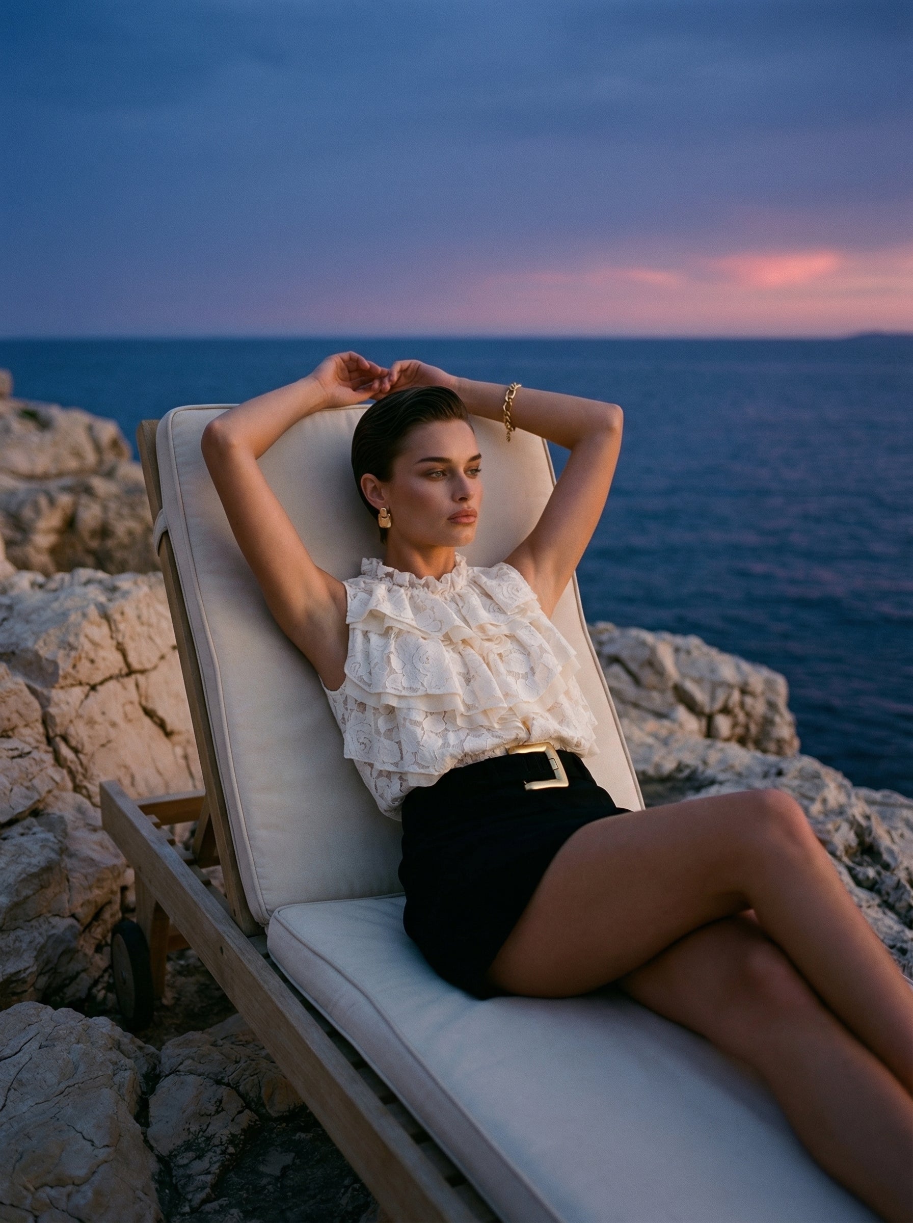 Ivory Ruffled Lace Top