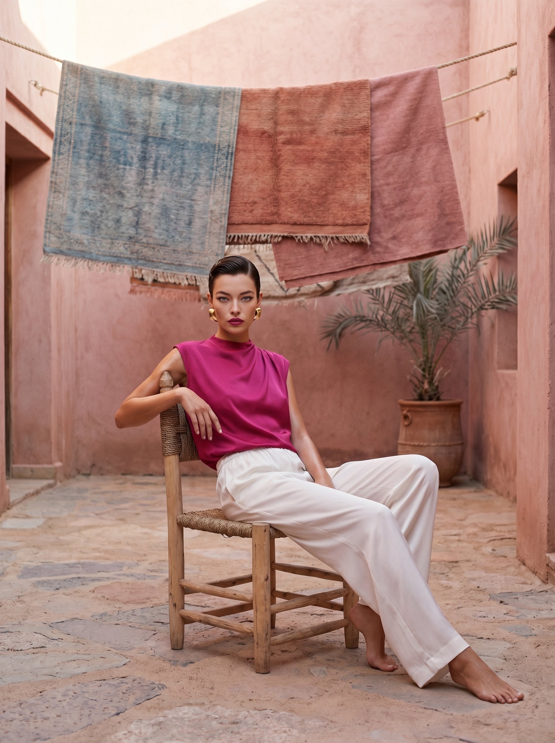 Satin Top With Elegant Shoulder Draping