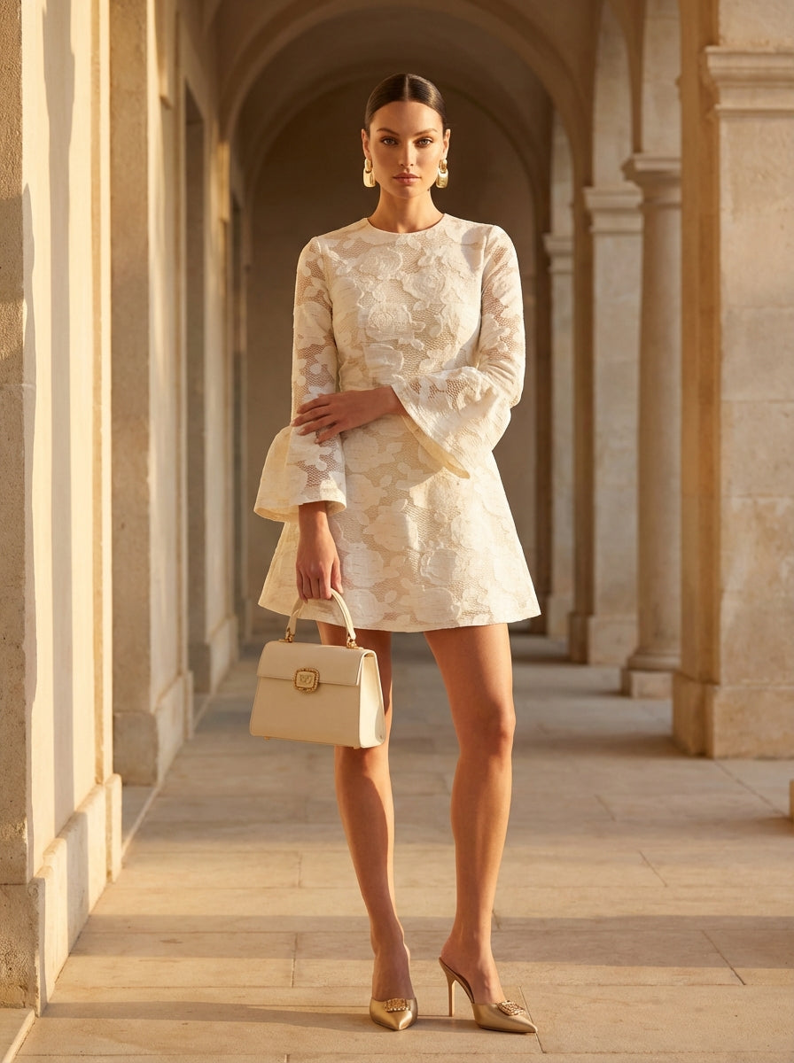 Metallic Thread A-Line Mini Dress