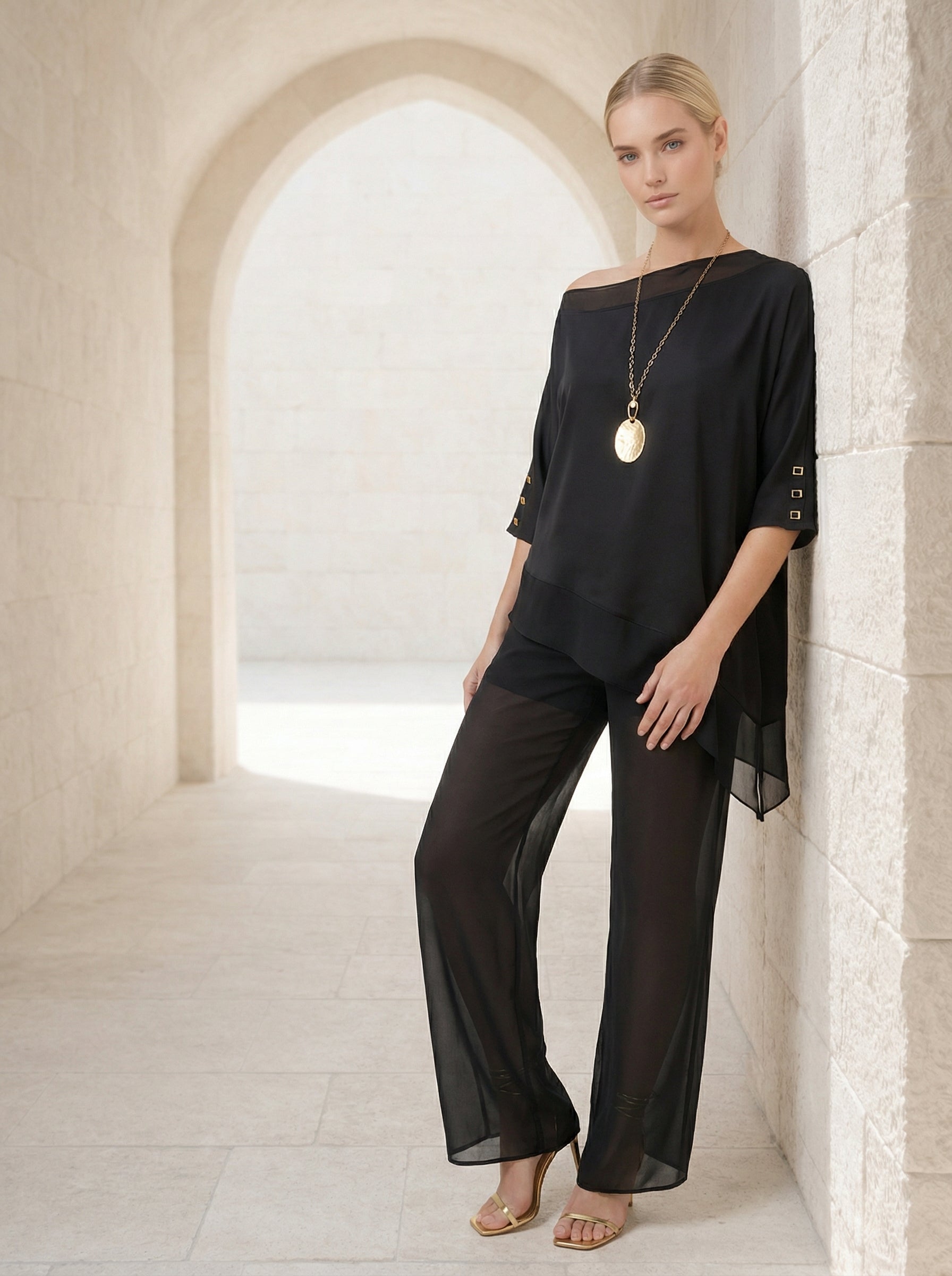 Off One Shoulder Flowy Satin Top