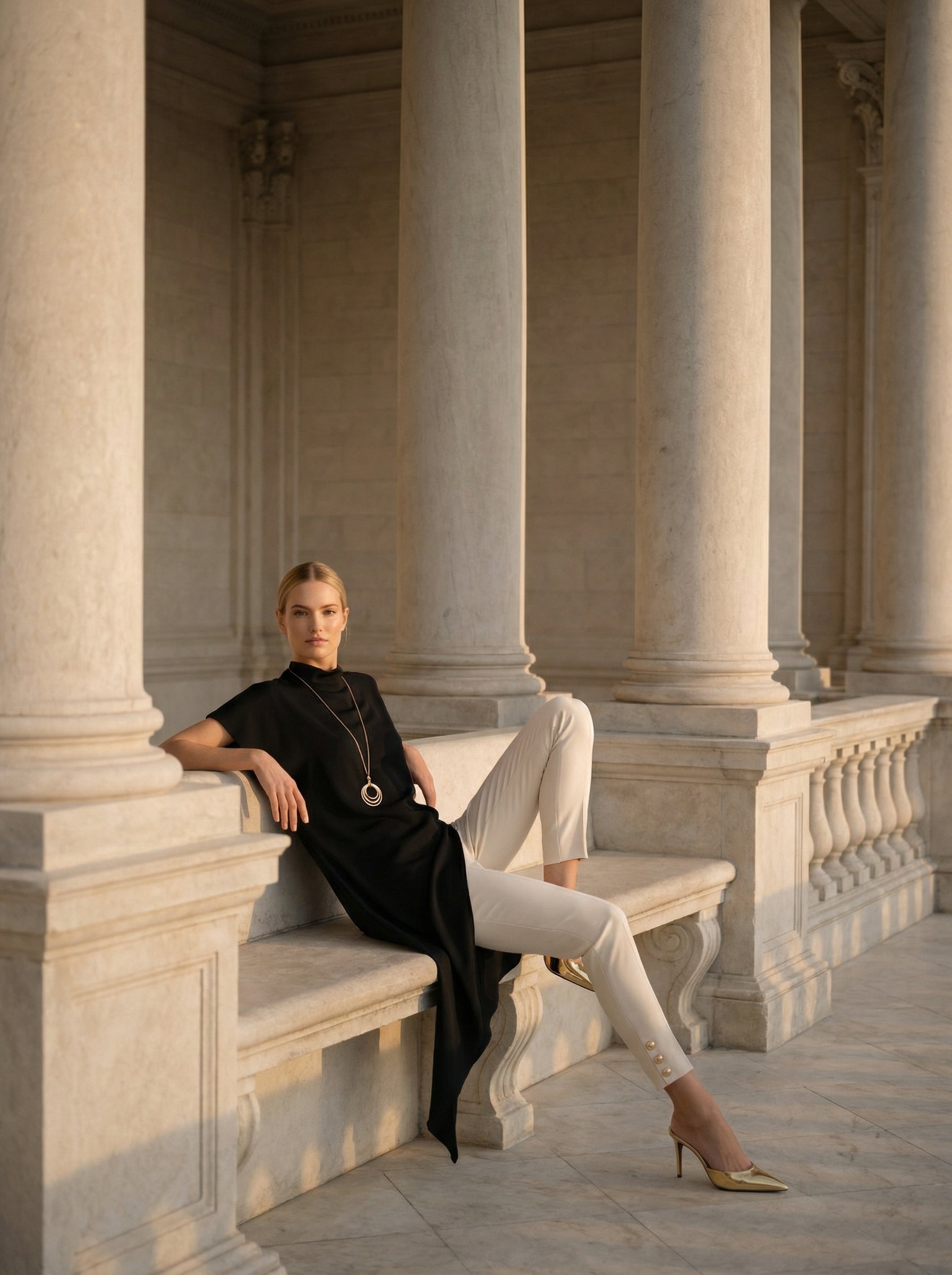Black Asymmetric Satin Top With Stand Collar