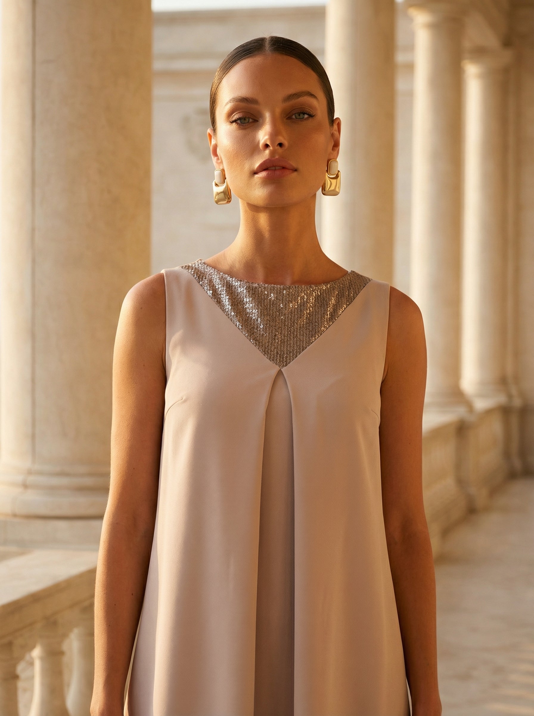 Sequin Detail A-Line Mini Dress