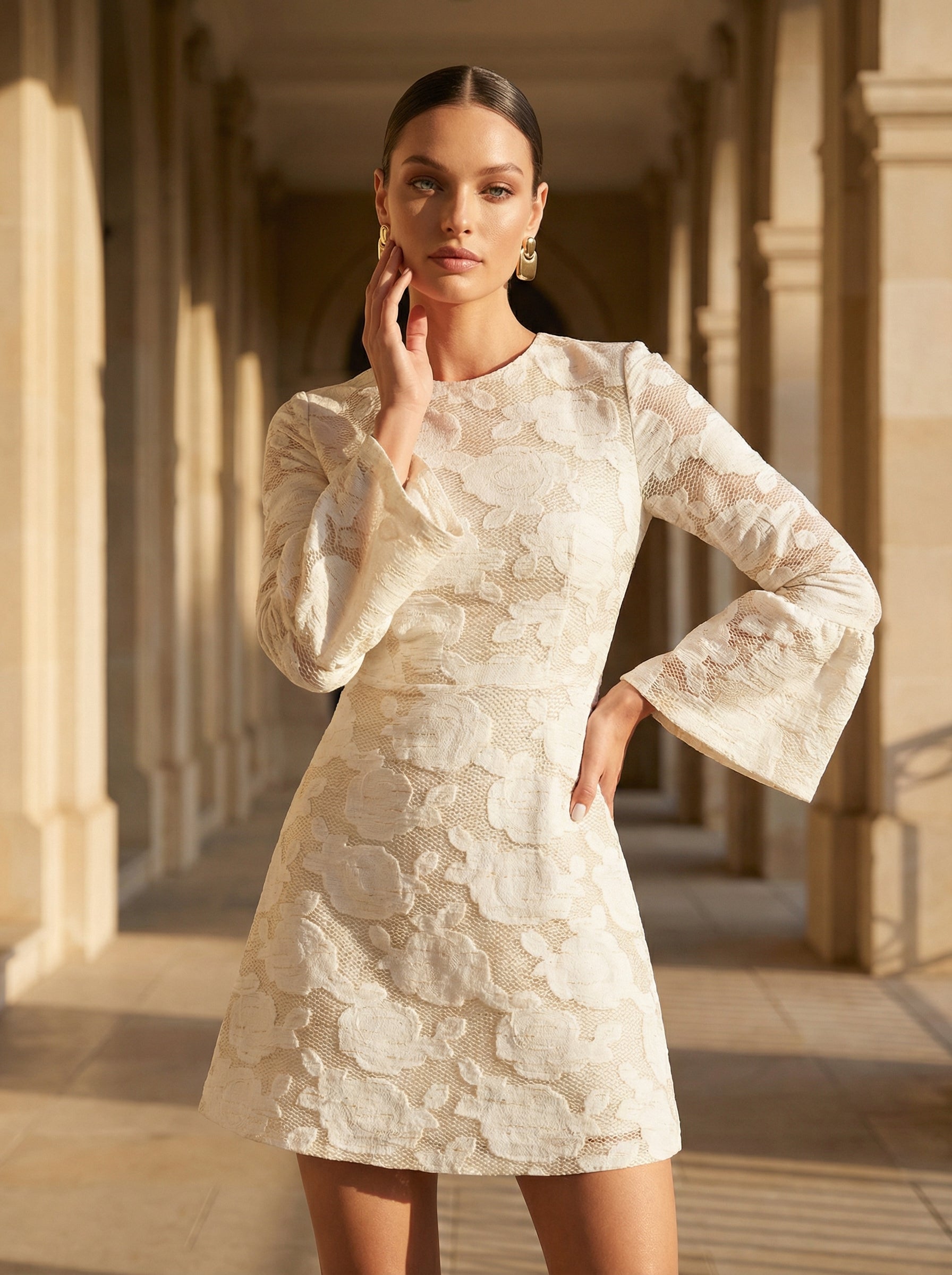 Metallic Thread A-Line Mini Dress