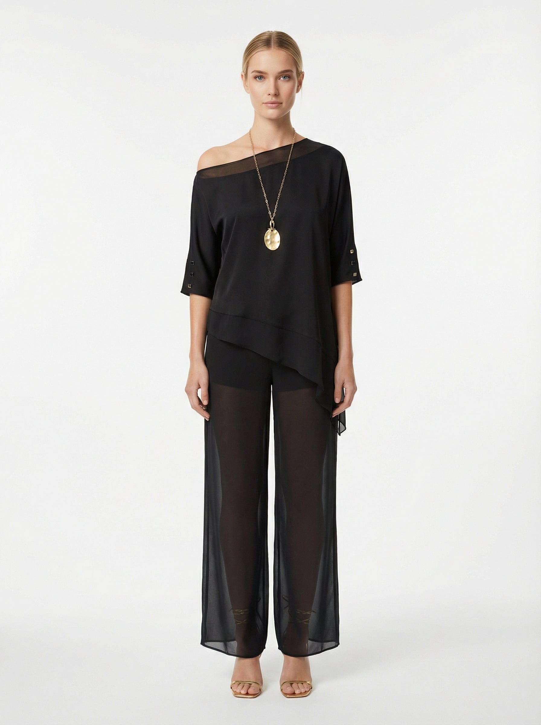 Off One Shoulder Flowy Satin Top