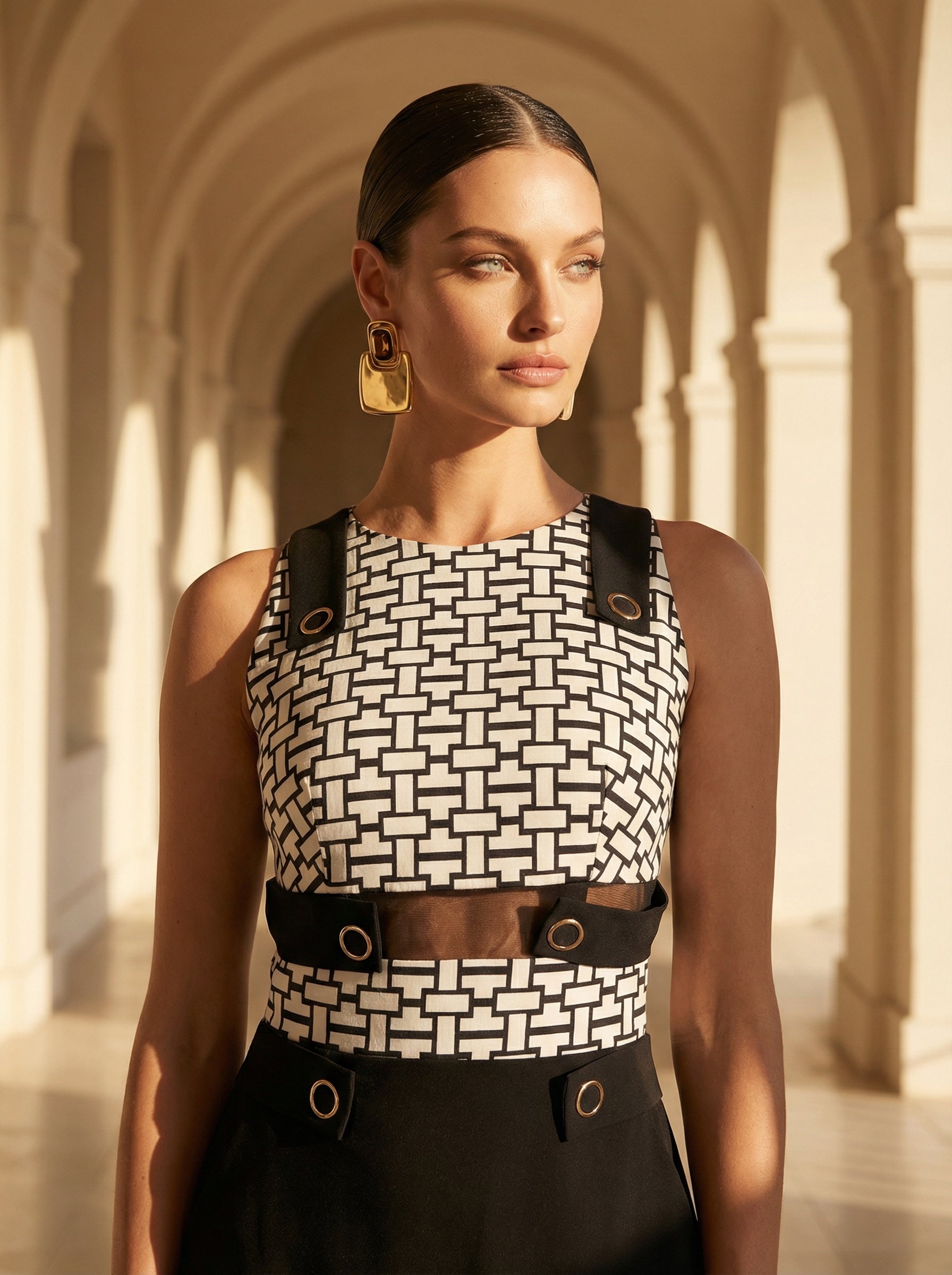 Decorative Buttons A-Line Mini Dress