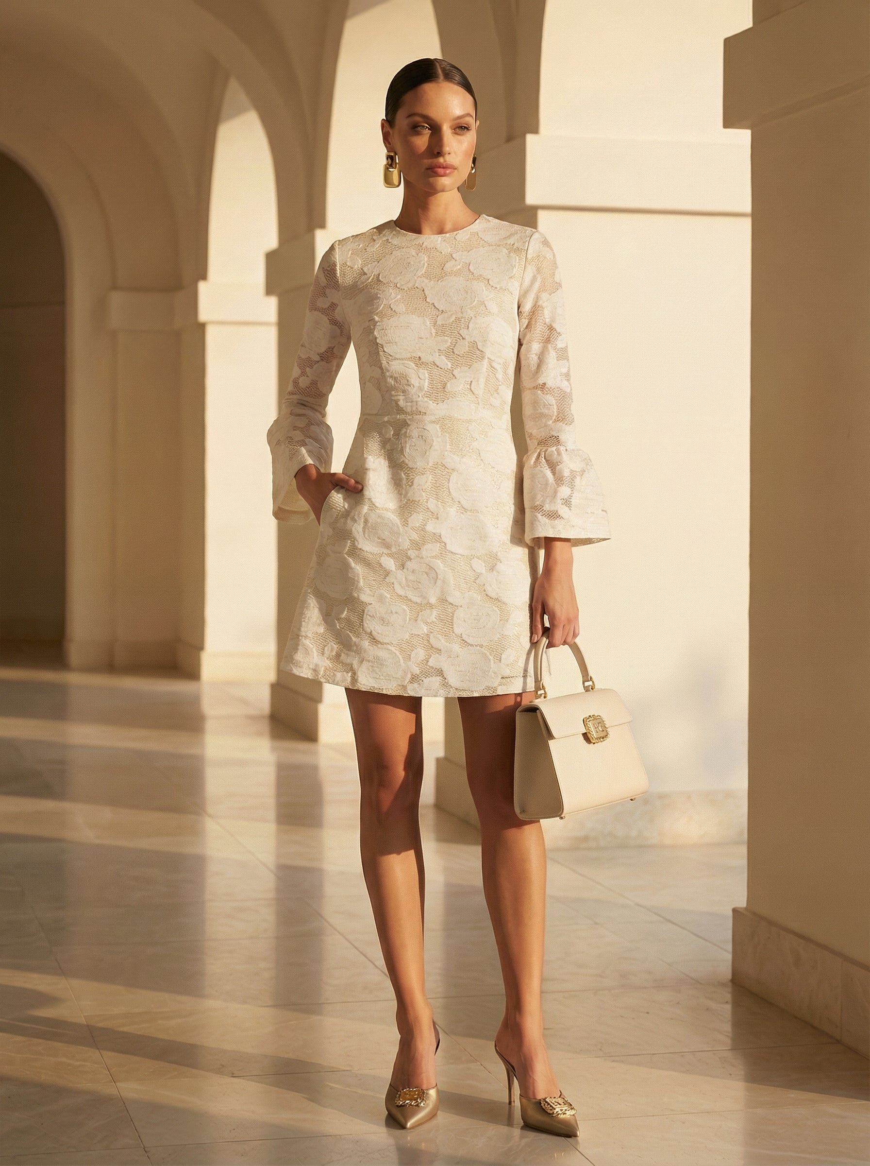 Metallic Thread A-Line Mini Dress