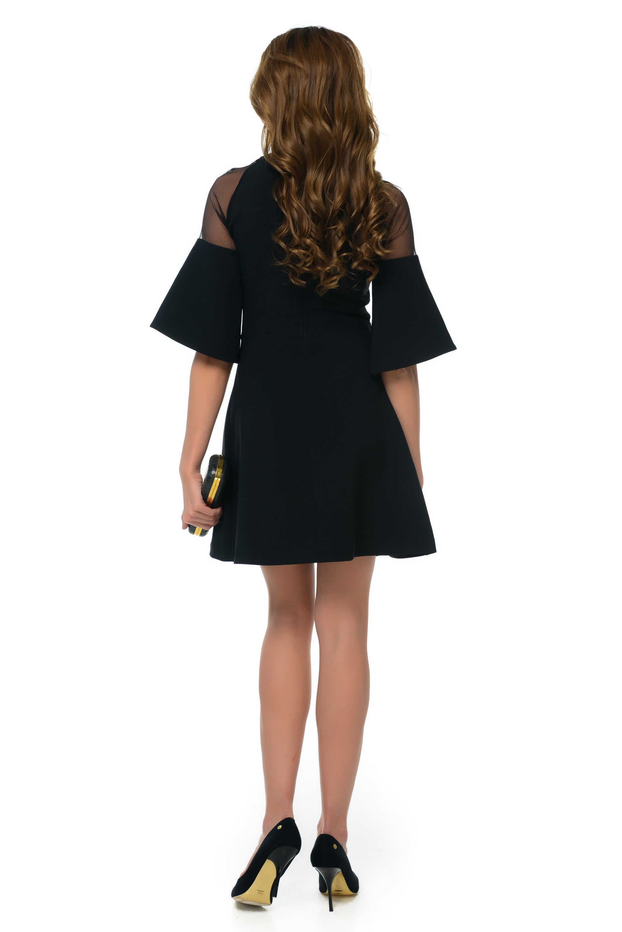 Gold Neckline A-Line Mini Dress