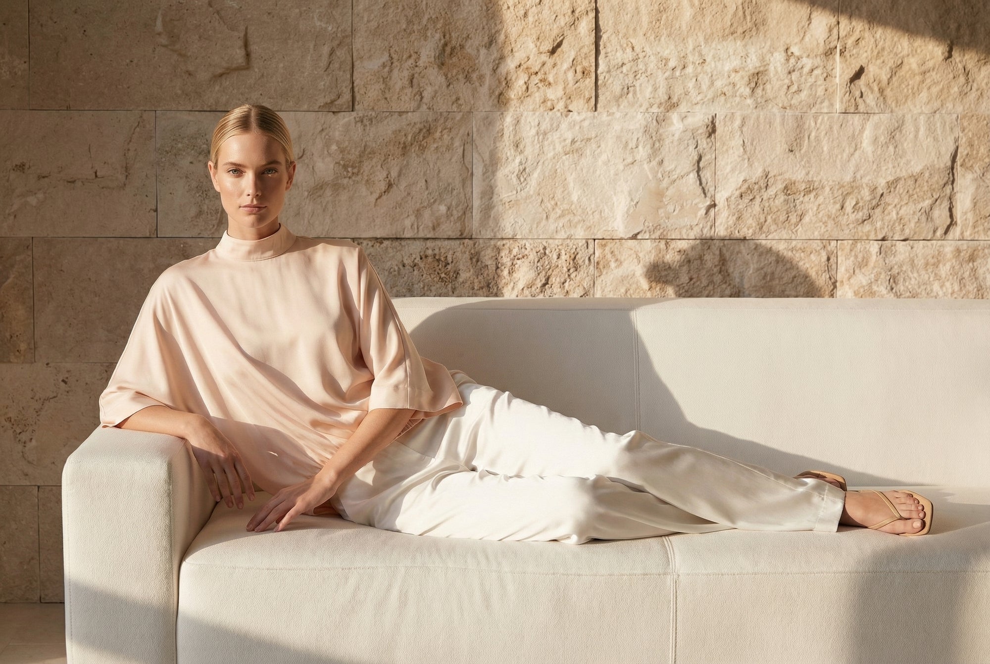 Soft Satin High-Neck Top