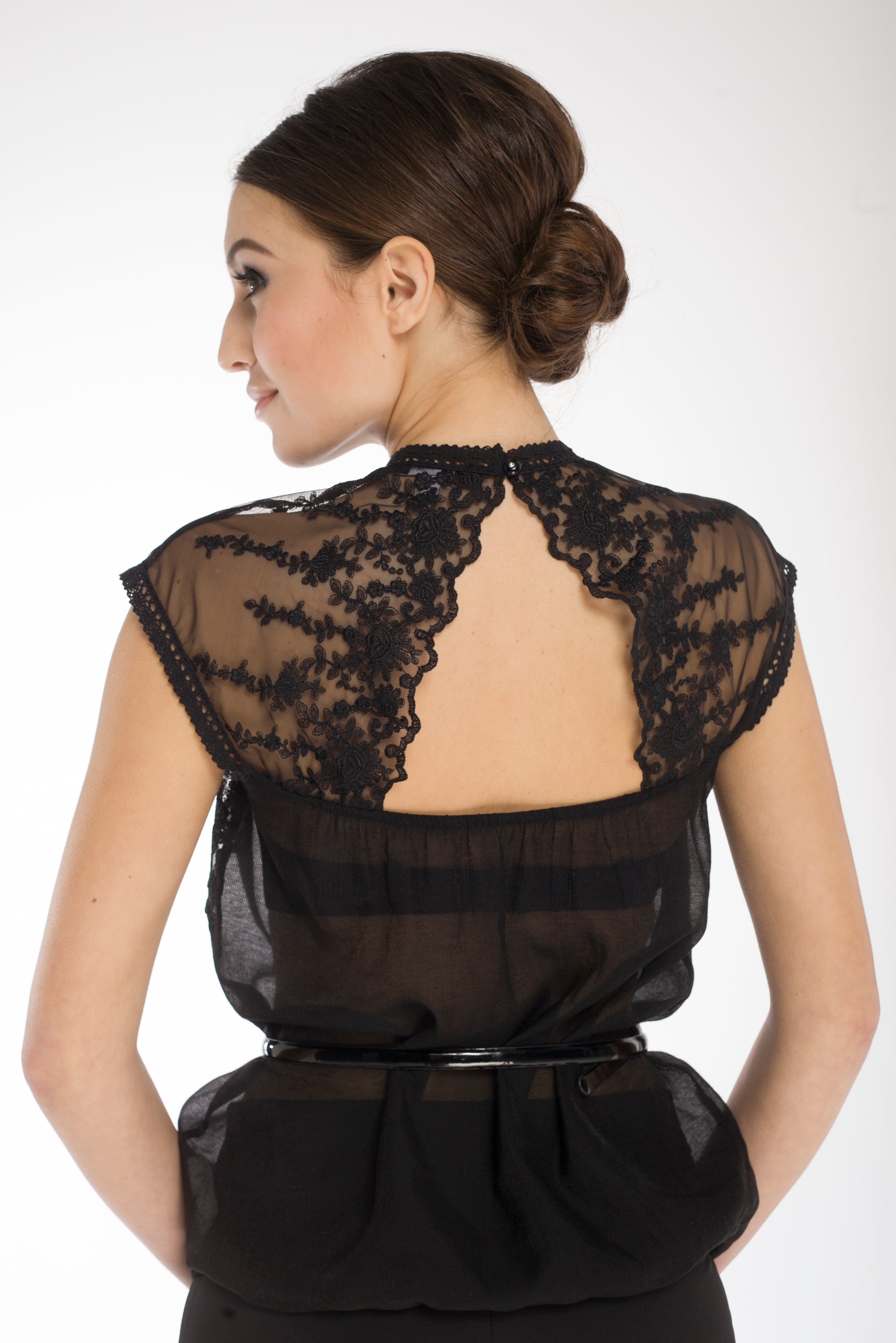 Sheer Embroidered Lace Blouse