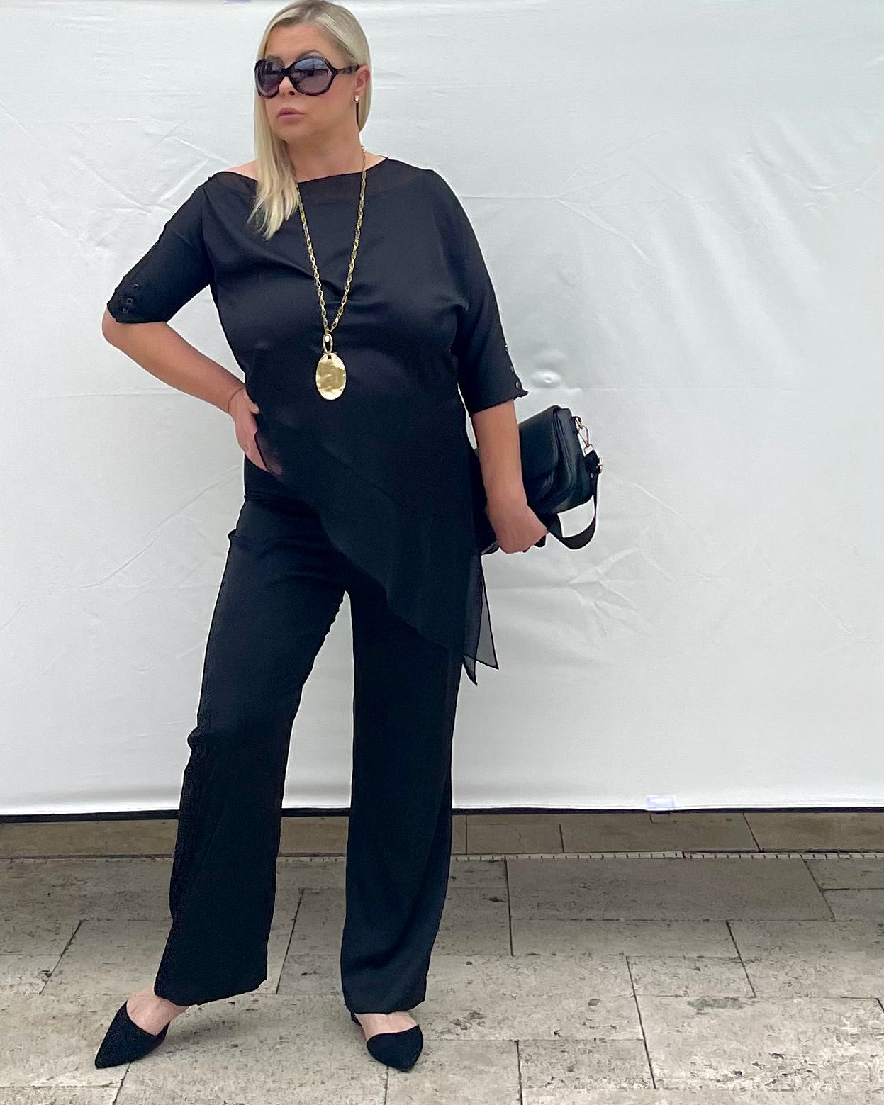 Off One Shoulder Flowy Satin Top