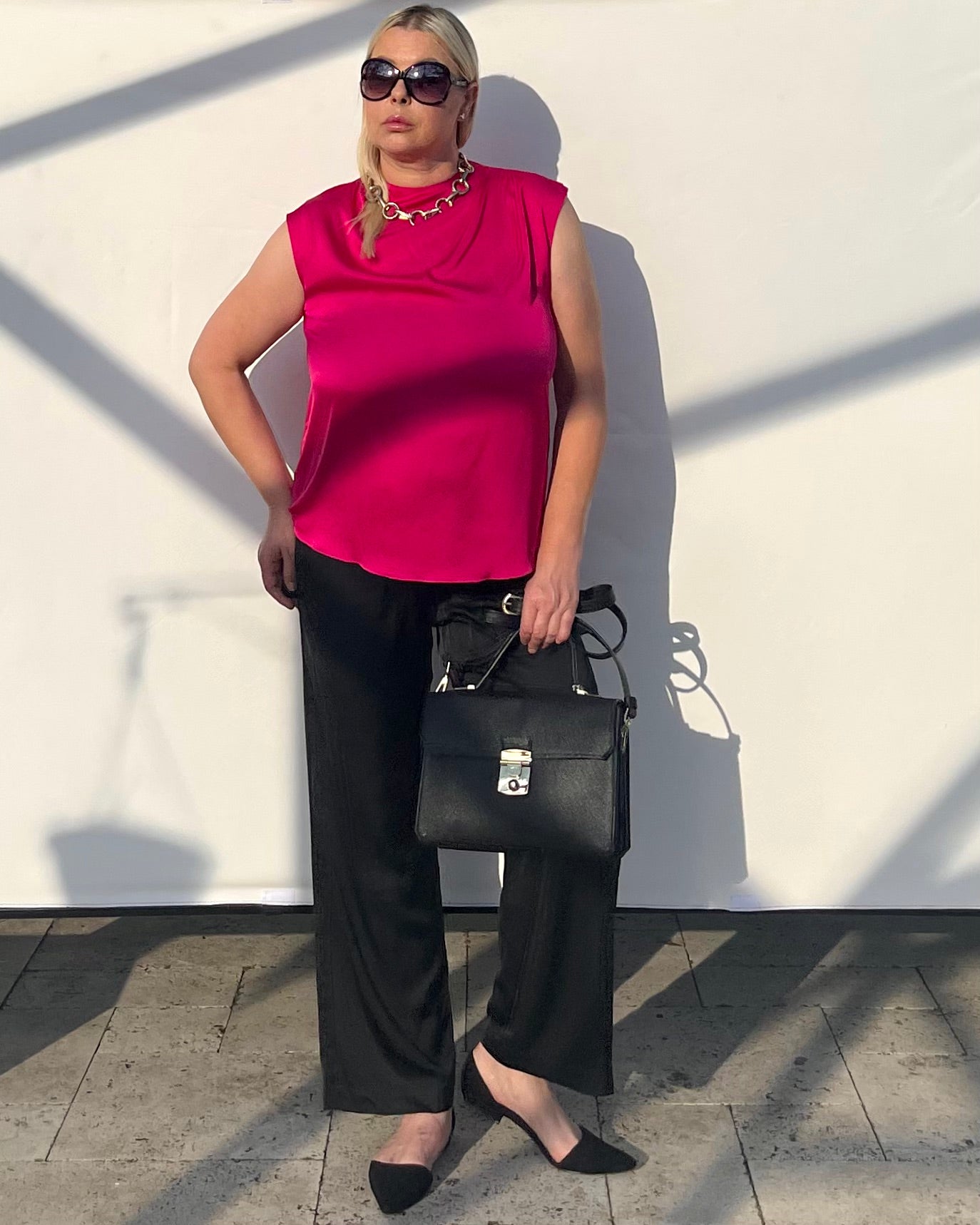 Satin Top With Elegant Shoulder Draping