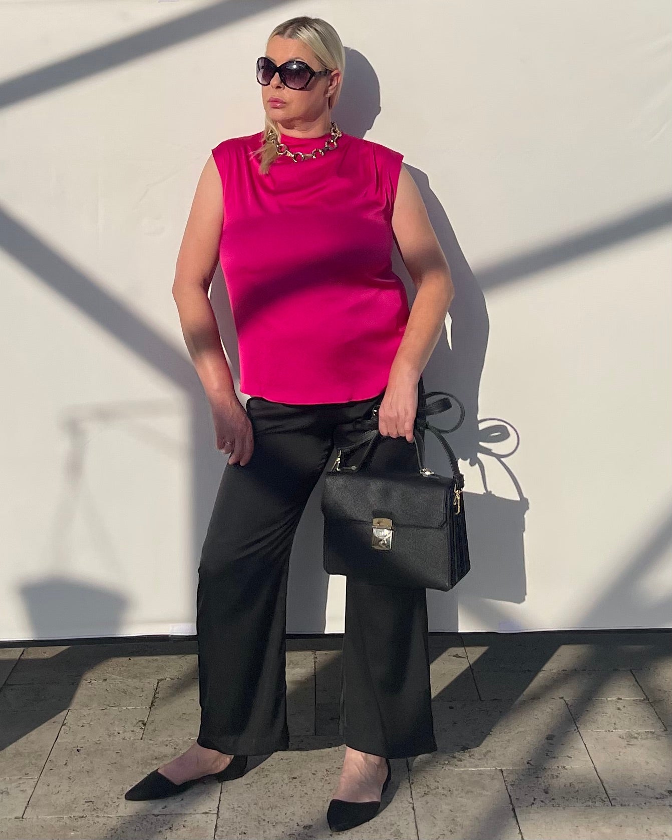 Satin Top With Elegant Shoulder Draping