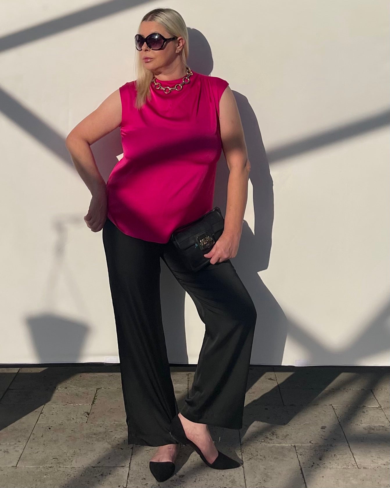 Satin Top With Elegant Shoulder Draping