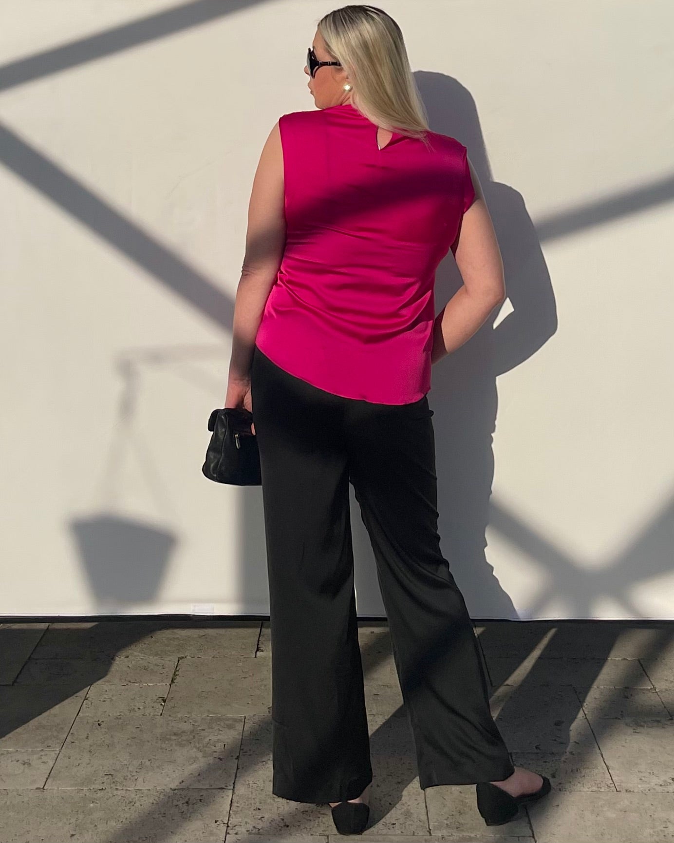 Satin Top With Elegant Shoulder Draping