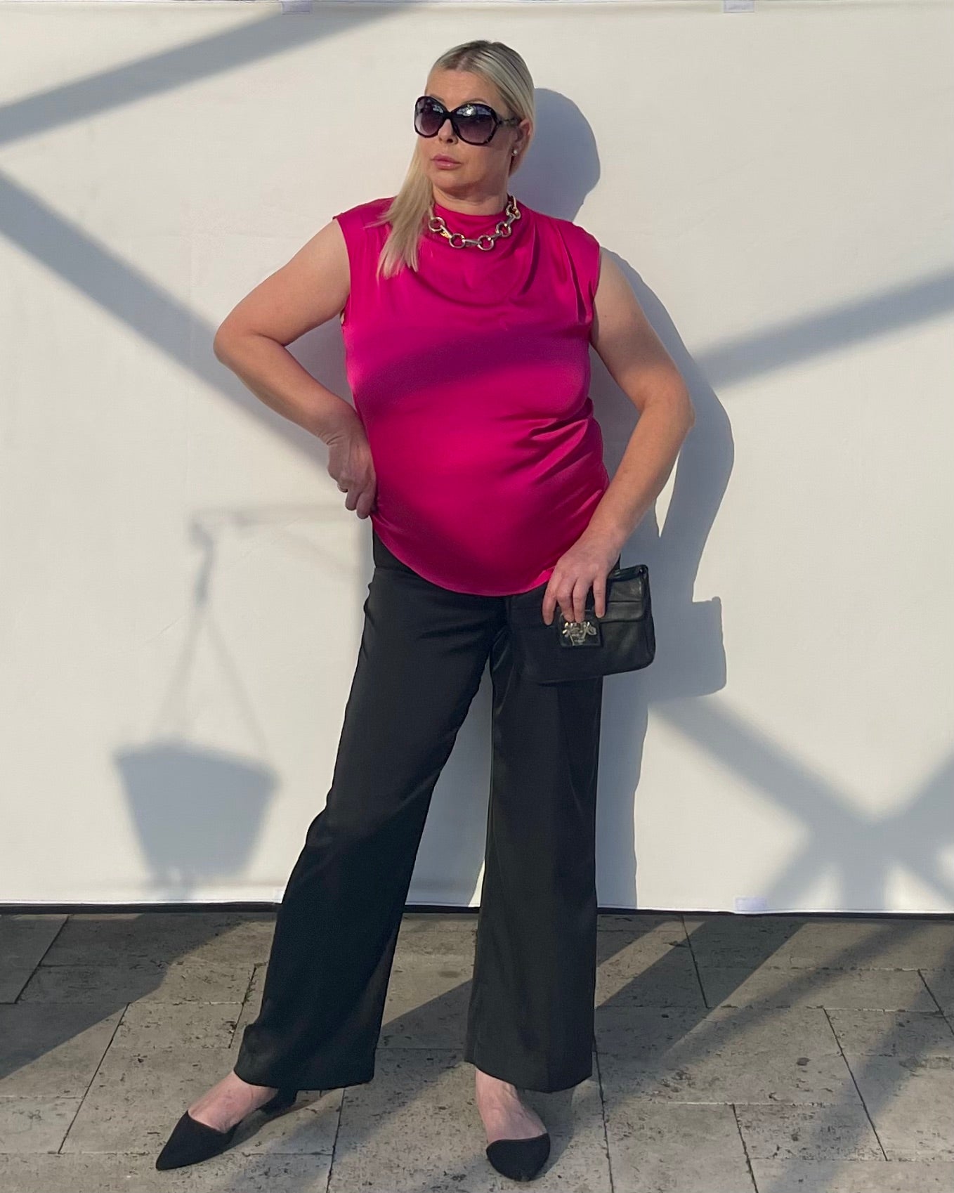 Satin Top With Elegant Shoulder Draping