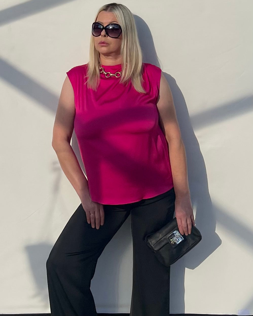 Satin Top With Elegant Shoulder Draping